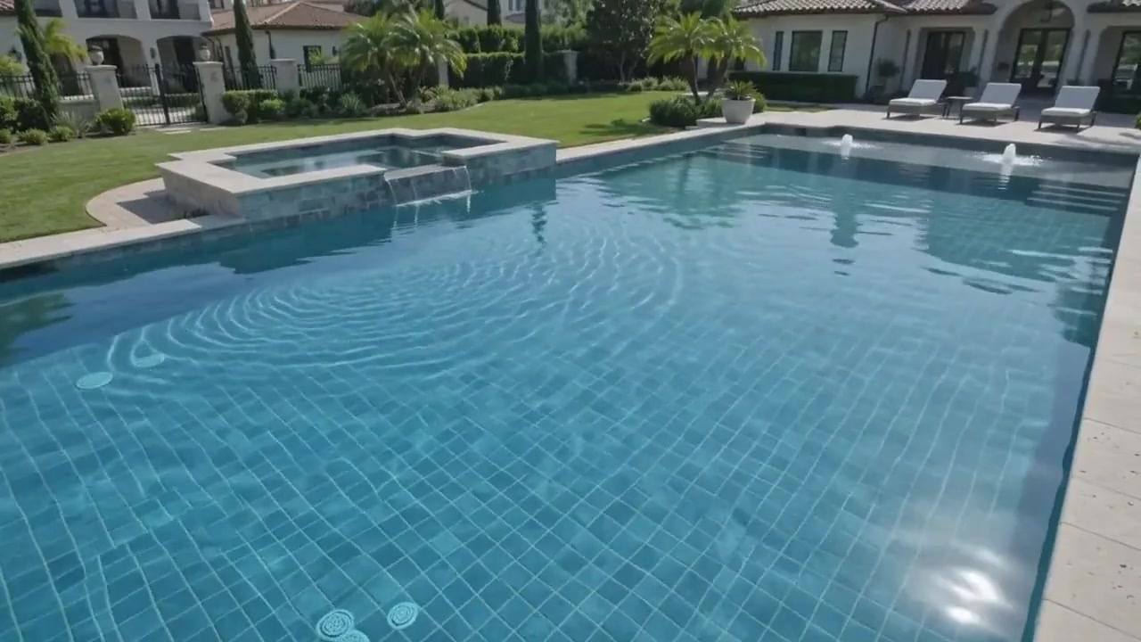 Piscina residencial limpa e equilibrada após o cuidado técnico
